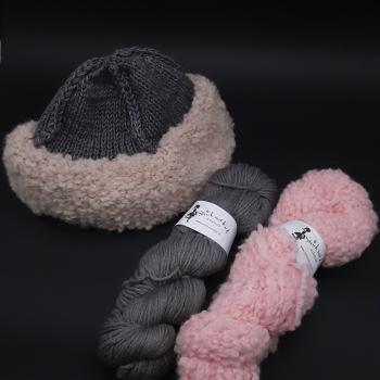 Strickset Beanie No. 6 antrazitrosa