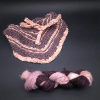 Strickset Minidreieckstuch auberginerosa