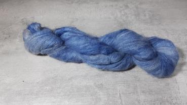 Alpakahailo Metallblau - Lace - Babysurialpaka/Seide