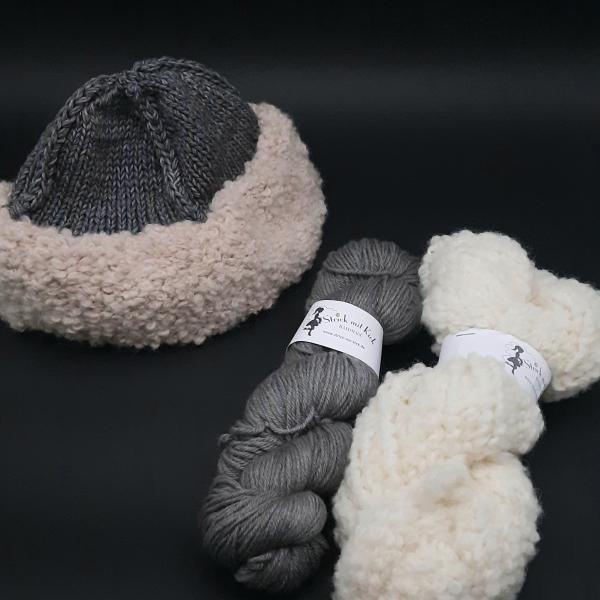 Strickset Beanie No. 6 antrazitweiß