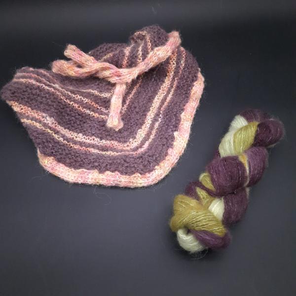 Strickset Minidreieckstuch auberginegrün