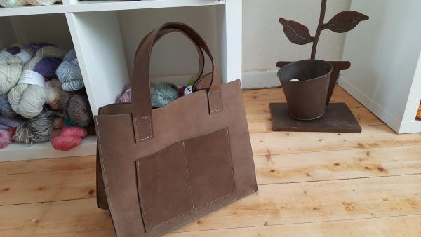 Strick mit Kick Projektbag Leder